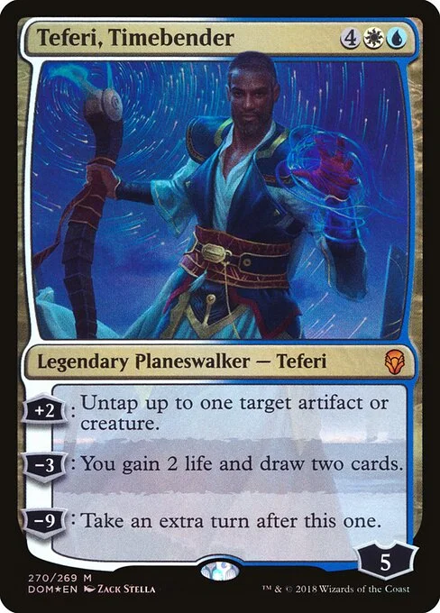 Teferi, Timebender, carta Magic di tipo Legendary Planeswalker — Teferi illustrata da Zack Stella
