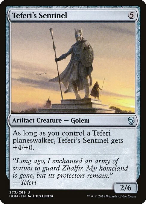 Teferi's Sentinel, carta Magic di tipo Artifact Creature — Golem illustrata da Titus Lunter