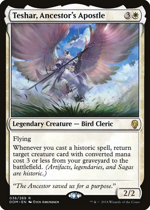 Teshar, Ancestor's Apostle, carta Magic di tipo Legendary Creature — Bird Cleric illustrata da Even Amundsen