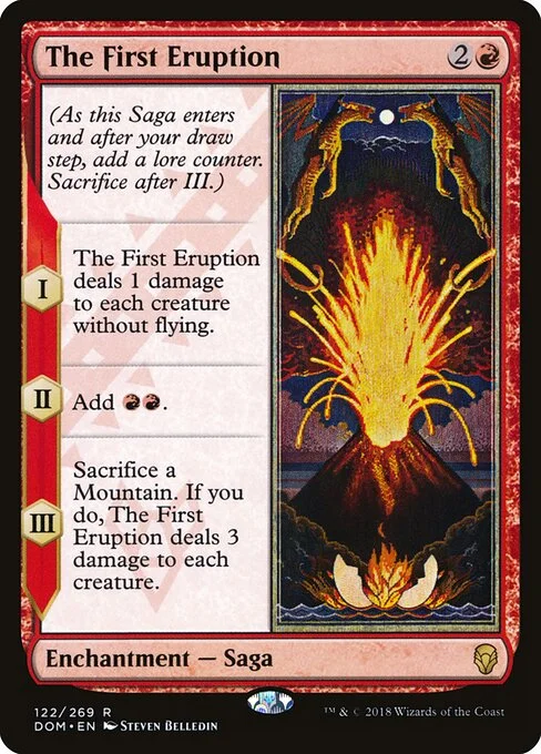 The First Eruption, carta Magic di tipo Enchantment — Saga illustrata da Steven Belledin