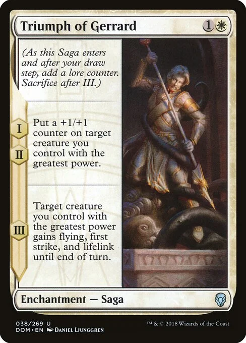 Triumph of Gerrard, carta Magic di tipo Enchantment — Saga illustrata da Daniel Ljunggren