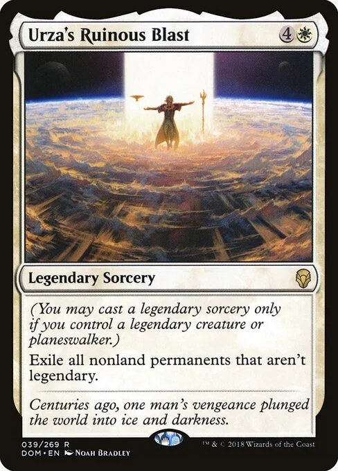 Urza's Ruinous Blast, carta Magic di tipo Legendary Sorcery illustrata da Noah Bradley