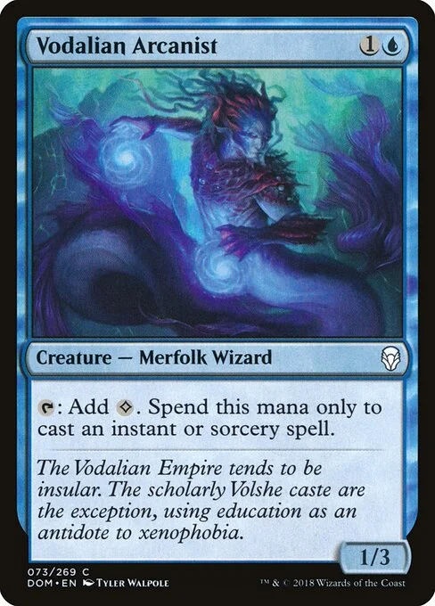Vodalian Arcanist, carta Magic di tipo Creature — Merfolk Wizard illustrata da Tyler Walpole