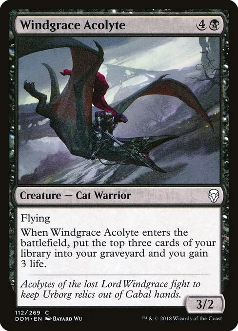 Windgrace Acolyte, carta Magic di tipo Creature — Cat Warrior illustrata da Bayard Wu