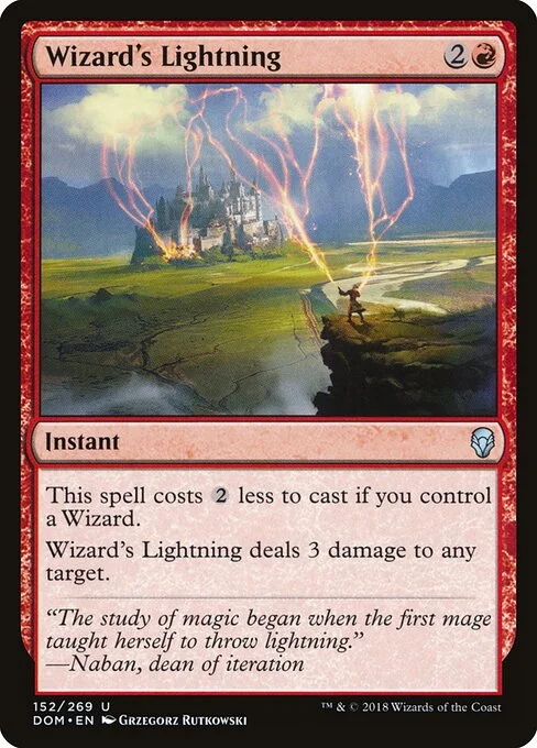 Wizard's Lightning, carta Magic di tipo Instant illustrata da Grzegorz Rutkowski