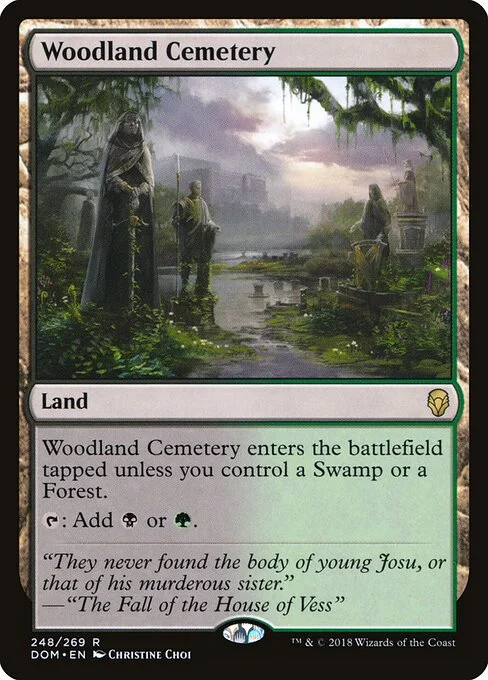 Woodland Cemetery, carta Magic di tipo Land illustrata da Christine Choi