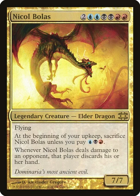 Nicol Bolas, carta Magic di tipo Legendary Creature — Elder Dragon illustrata da D. Alexander Gregory