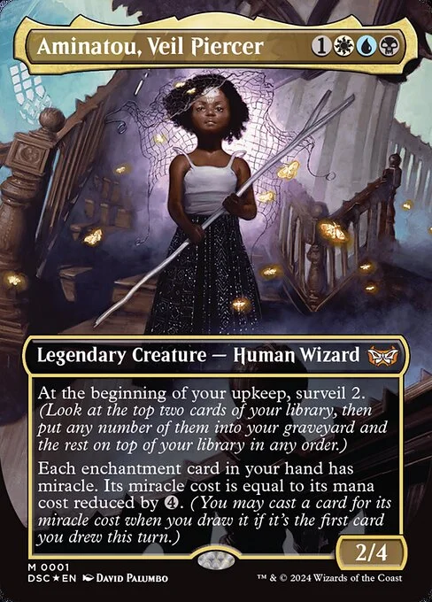 Aminatou, Veil Piercer, carta Magic di tipo Legendary Creature — Human Wizard illustrata da David Palumbo