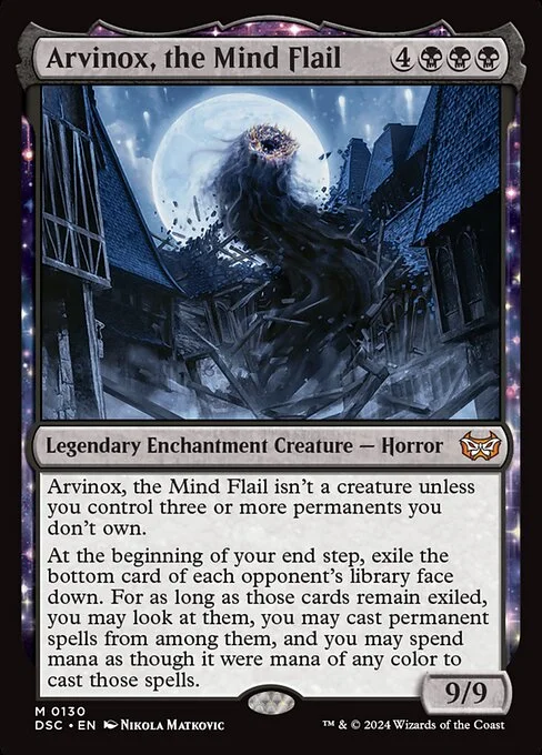 Arvinox, the Mind Flail, carta Magic di tipo Legendary Enchantment Creature — Horror illustrata da Nikola Matkovic