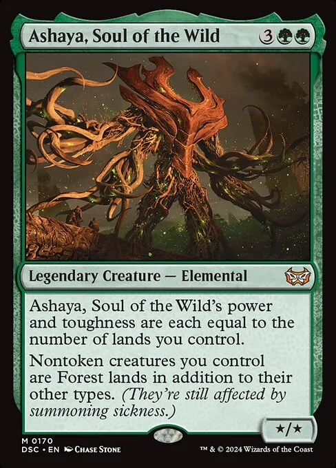 Ashaya, Soul of the Wild, carta Magic di tipo Legendary Creature — Elemental illustrata da Chase Stone