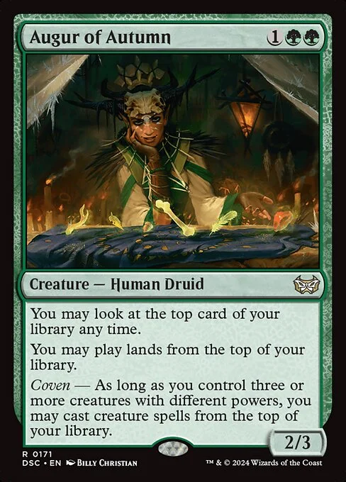 Augur of Autumn, carta Magic di tipo Creature — Human Druid illustrata da Billy Christian