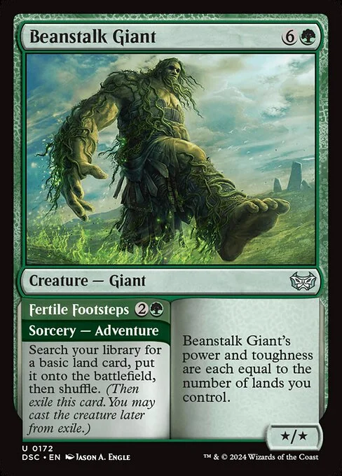 Beanstalk Giant // Fertile Footsteps, carta Magic di tipo Creature — Giant // Sorcery — Adventure illustrata da Jason A. Engle