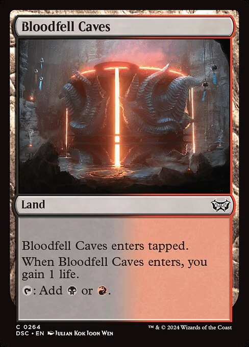 Bloodfell Caves, carta Magic di tipo Land illustrata da Julian Kok Joon Wen