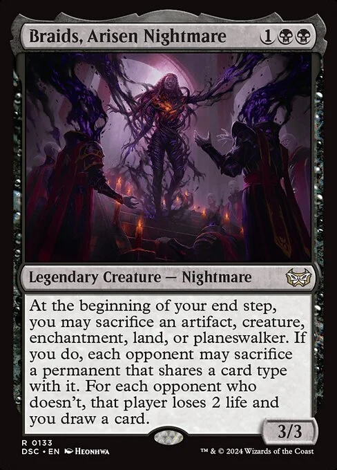 Braids, Arisen Nightmare, carta Magic di tipo Legendary Creature — Nightmare illustrata da Heonhwa