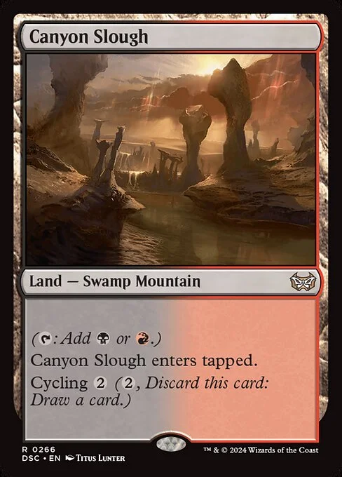 Canyon Slough, carta Magic di tipo Land — Swamp Mountain illustrata da Titus Lunter