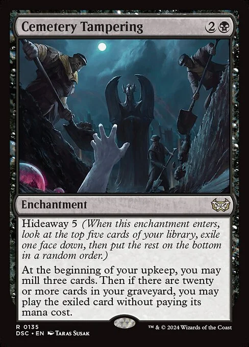Cemetery Tampering, carta Magic di tipo Enchantment illustrata da Taras Susak