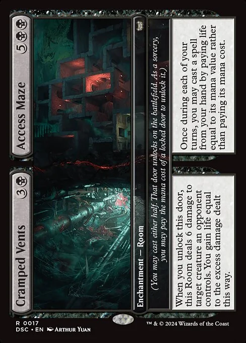 Cramped Vents // Access Maze, carta Magic di tipo Enchantment — Room // Enchantment — Room illustrata da Arthur Yuan