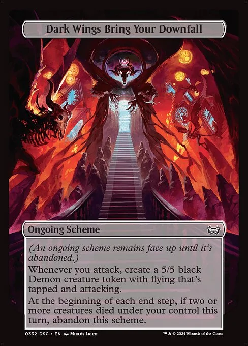Dark Wings Bring Your Downfall, carta Magic di tipo Ongoing Scheme illustrata da Miklós Ligeti