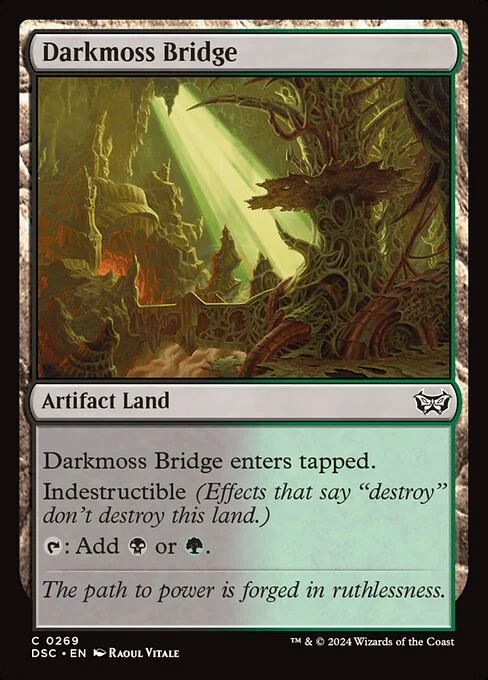 Darkmoss Bridge, carta Magic di tipo Artifact Land illustrata da Raoul Vitale