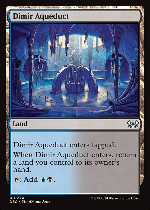 Dimir Aqueduct, carta Magic di tipo Land illustrata da John Avon