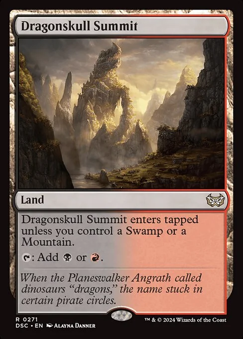 Dragonskull Summit, carta Magic di tipo Land illustrata da Alayna Danner
