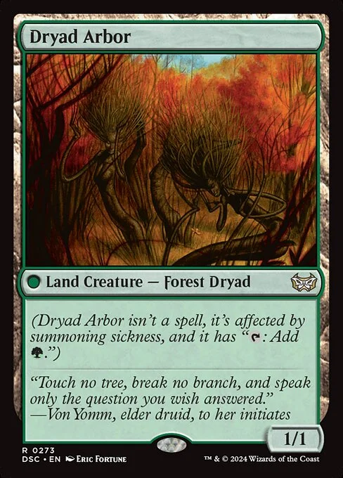 Dryad Arbor, carta Magic di tipo Land Creature — Forest Dryad illustrata da Eric Fortune