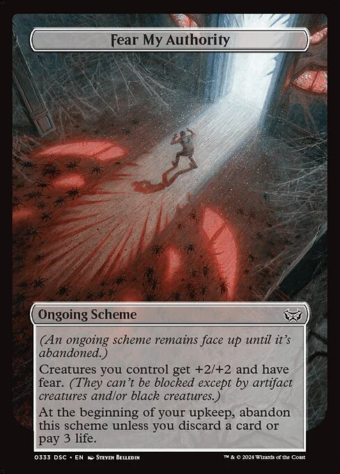Fear My Authority, carta Magic di tipo Ongoing Scheme illustrata da Steven Belledin