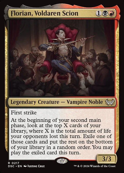 Florian, Voldaren Scion, carta Magic di tipo Legendary Creature — Vampire Noble illustrata da Justine Cruz