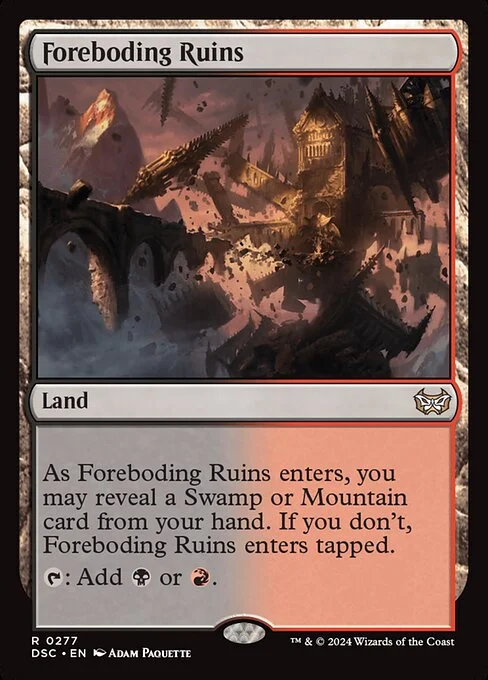 Foreboding Ruins, carta Magic di tipo Land illustrata da Adam Paquette