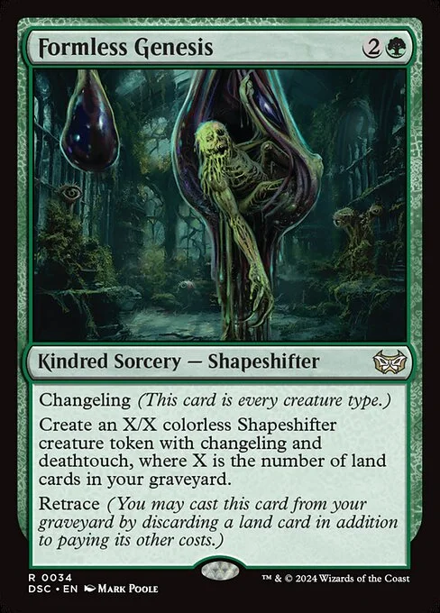 Formless Genesis, carta Magic di tipo Kindred Sorcery — Shapeshifter illustrata da Mark Poole