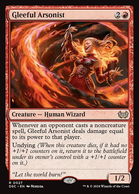 Gleeful Arsonist, carta Magic di tipo Creature — Human Wizard illustrata da Nereida