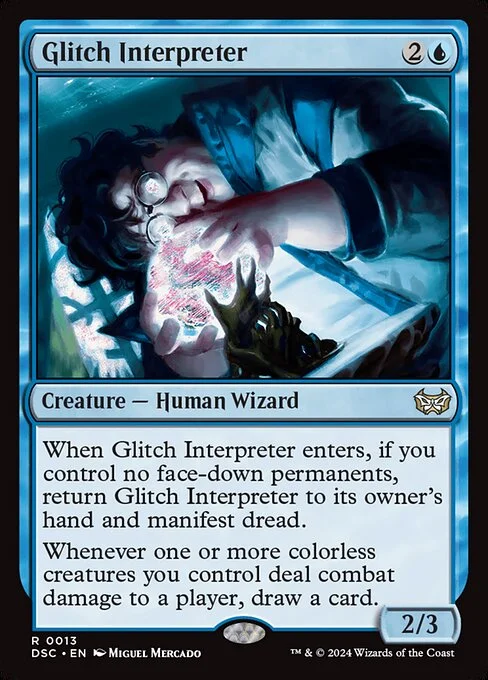 Glitch Interpreter, carta Magic di tipo Creature — Human Wizard illustrata da Miguel Mercado