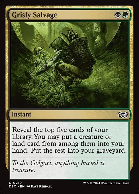 Grisly Salvage, carta Magic di tipo Instant illustrata da Dave Kendall