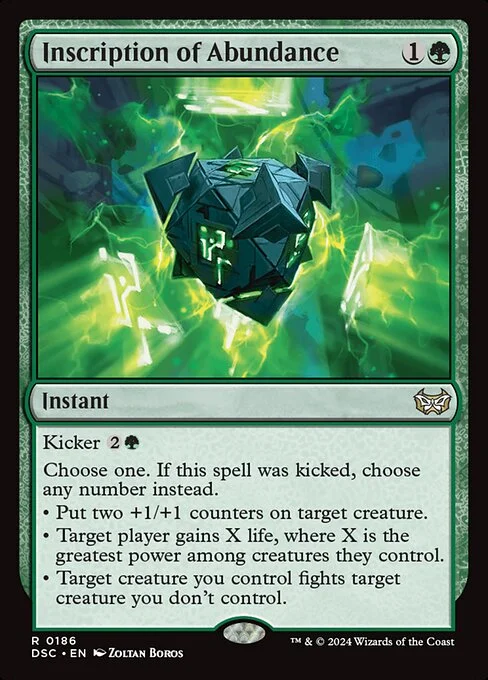 Inscription of Abundance, carta Magic di tipo Instant illustrata da Zoltan Boros