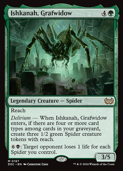 Ishkanah, Grafwidow, carta Magic di tipo Legendary Creature — Spider illustrata da Christine Choi