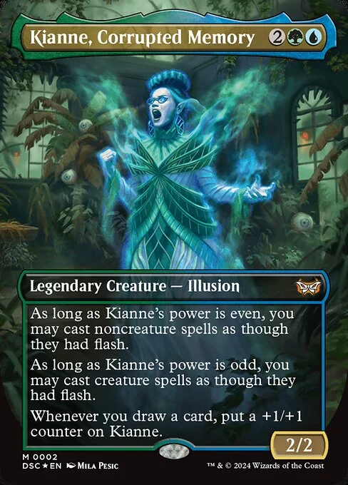 Kianne, Corrupted Memory, carta Magic di tipo Legendary Creature — Illusion illustrata da Mila Pesic