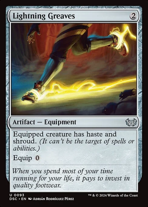 Lightning Greaves, carta Magic di tipo Artifact — Equipment illustrata da Adrián Rodríguez Pérez