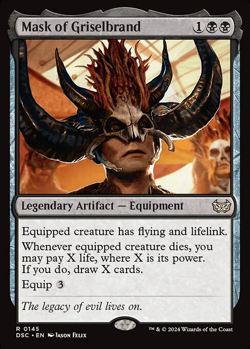 Mask of Griselbrand, carta Magic di tipo Legendary Artifact — Equipment illustrata da Jason Felix