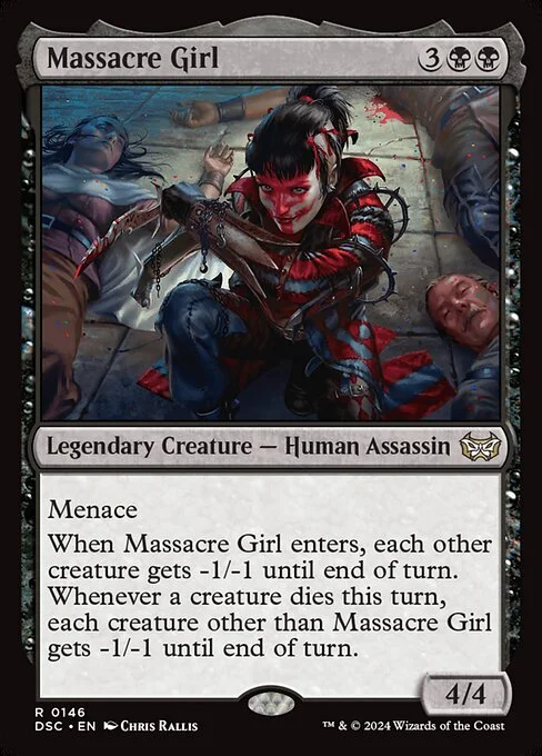 Massacre Girl, carta Magic di tipo Legendary Creature — Human Assassin illustrata da Chris Rallis