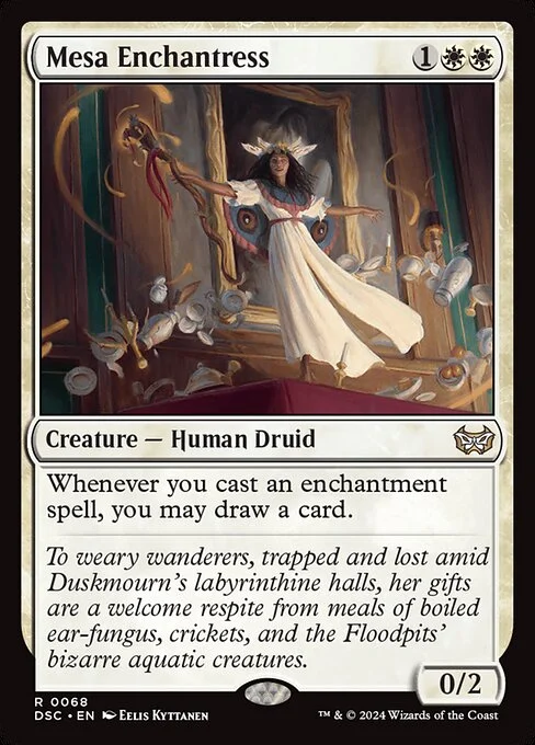 Mesa Enchantress, carta Magic di tipo Creature — Human Druid illustrata da Eelis Kyttanen