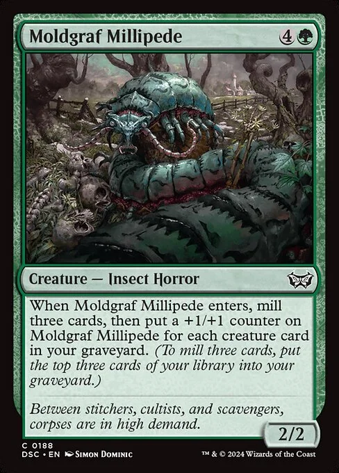Moldgraf Millipede, carta Magic di tipo Creature — Insect Horror illustrata da Simon Dominic