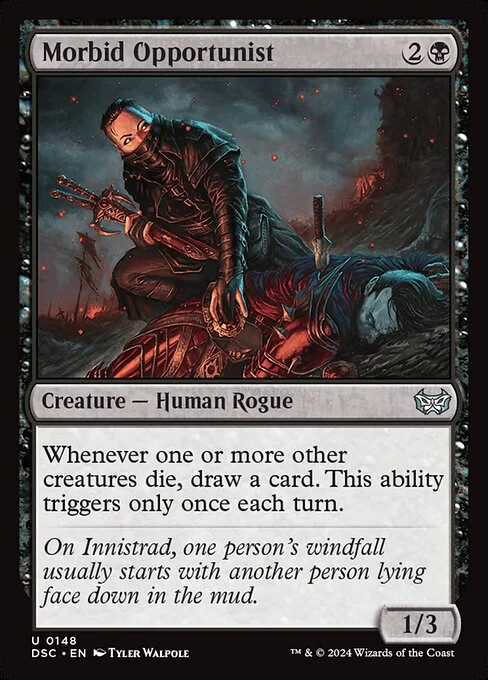Morbid Opportunist, carta Magic di tipo Creature — Human Rogue illustrata da Tyler Walpole
