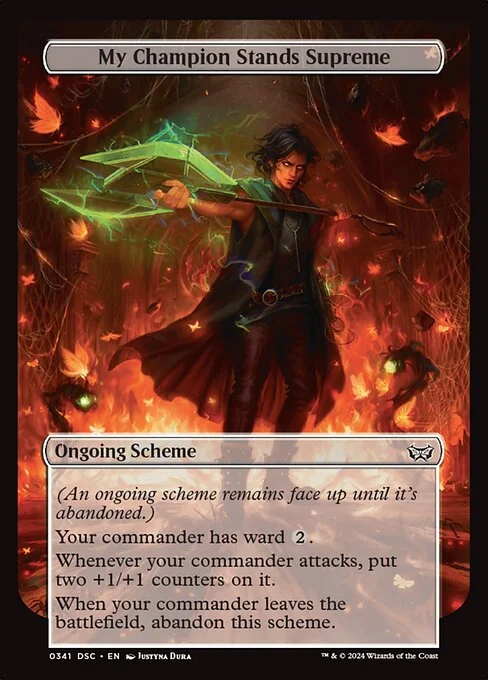 My Champion Stands Supreme, carta Magic di tipo Ongoing Scheme illustrata da Justyna Dura