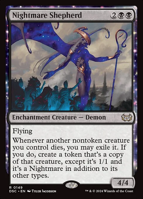 Nightmare Shepherd, carta Magic di tipo Enchantment Creature — Demon illustrata da Tyler Jacobson