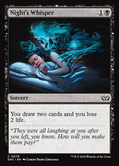 Night's Whisper, carta Magic di tipo Sorcery illustrata da Carlos Palma Cruchaga