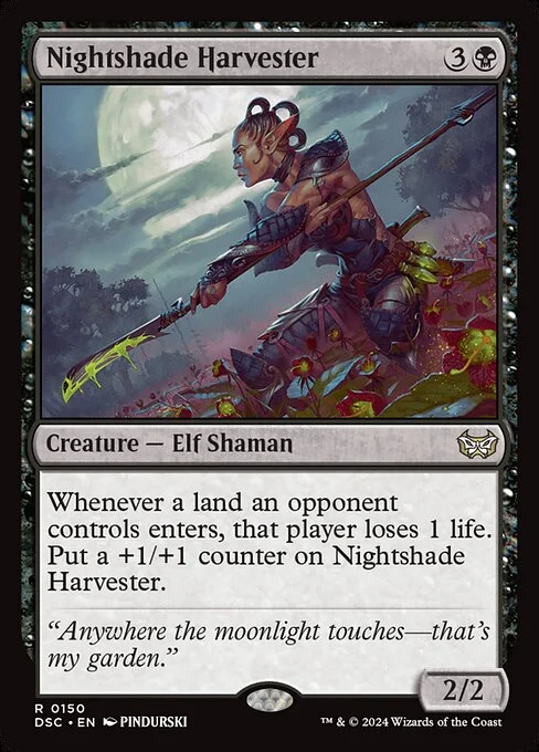 Nightshade Harvester, carta Magic di tipo Creature — Elf Shaman illustrata da PINDURSKI