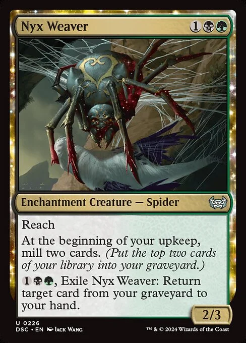 Nyx Weaver, carta Magic di tipo Enchantment Creature — Spider illustrata da Jack Wang