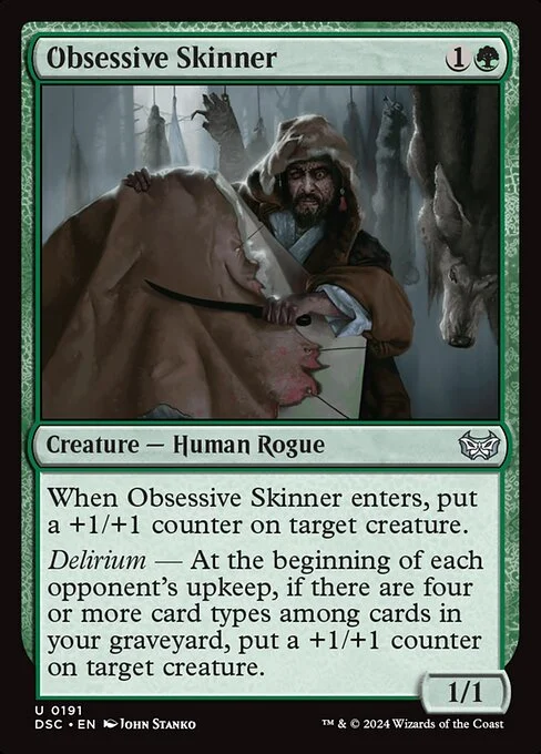 Obsessive Skinner, carta Magic di tipo Creature — Human Rogue illustrata da John Stanko