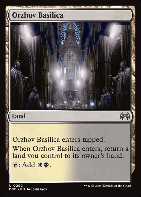 Orzhov Basilica, carta Magic di tipo Land illustrata da John Avon