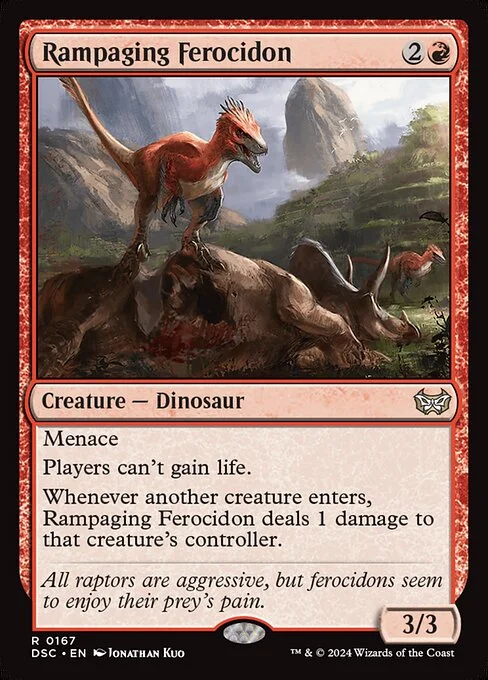 Rampaging Ferocidon, carta Magic di tipo Creature — Dinosaur illustrata da Jonathan Kuo